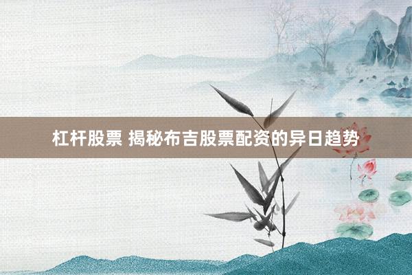 杠杆股票 揭秘布吉股票配资的异日趋势